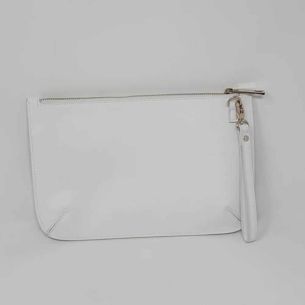 White House Black Market White Floral Faux Leather Clutch/Wrislet - Picture 3 of 6
